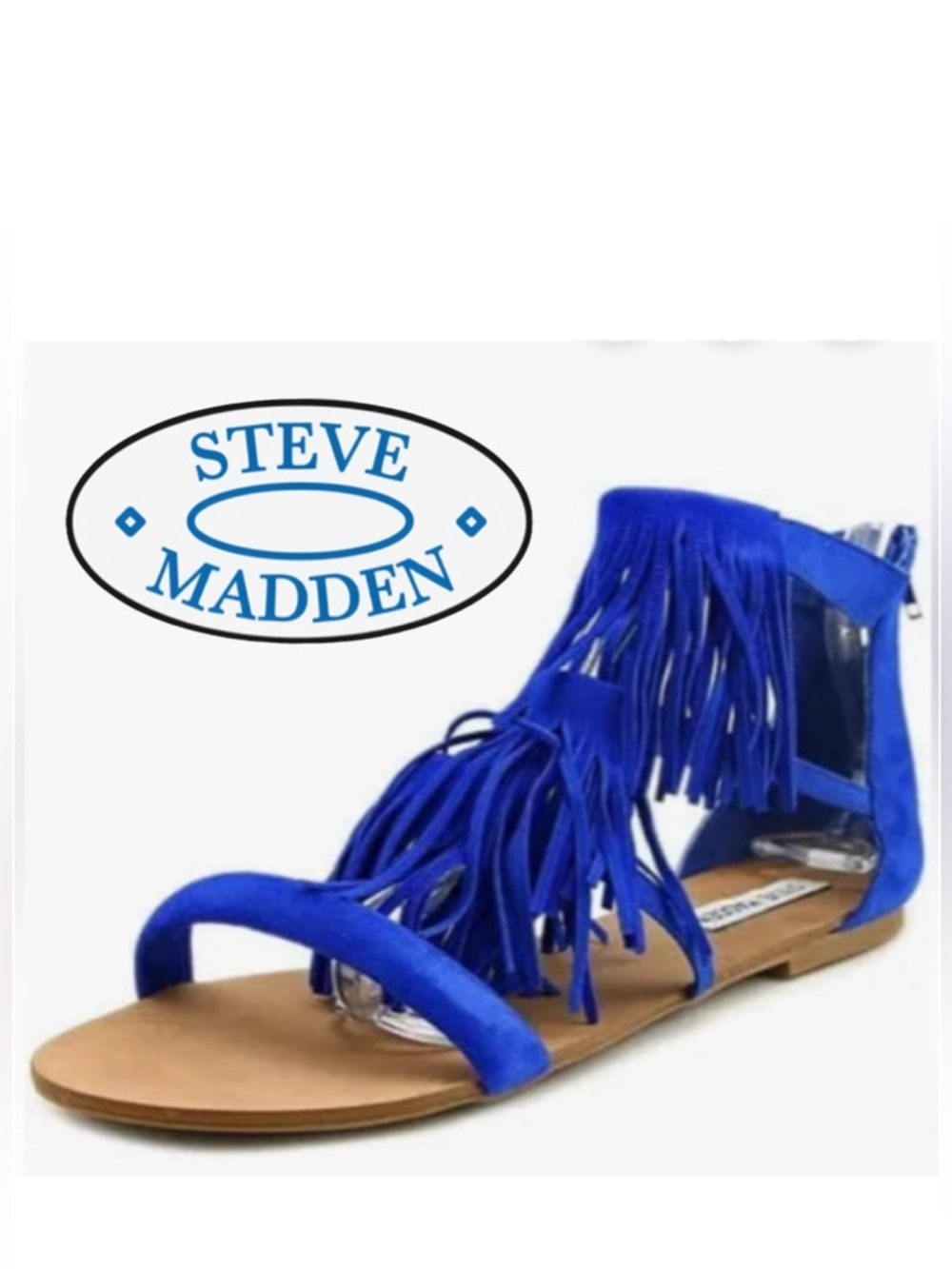 Steve Madden 💙 ‘Favorit’ blue suede fringe sandals Sz 7.5